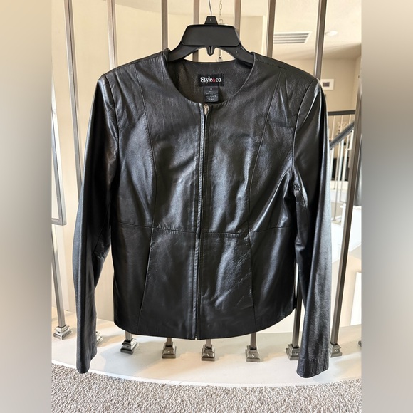 Style & Co. Jackets & Blazers - Style & Co. Women's Sleek Black Leather Jacket